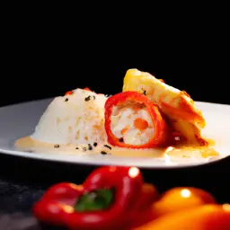 Gefüllte Paprikaschoten mit Tomatensoße und Reis
